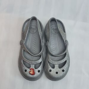 Silver Glitter Little Girls Ballet Style CROCS.